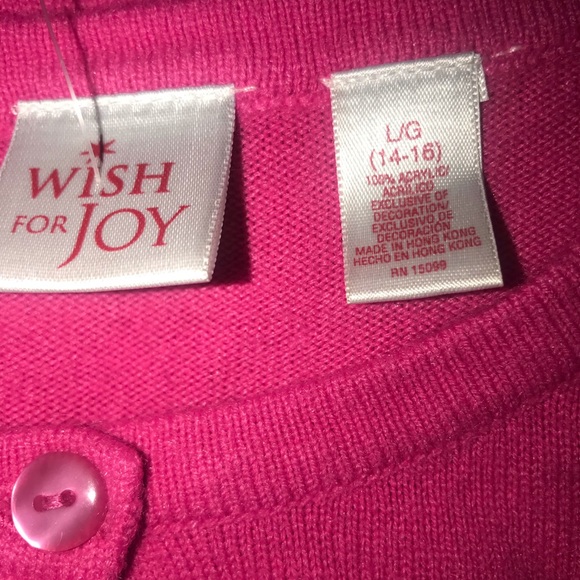 Wish For Joy Pink Holiday Sequins Christmas Trees Cardigan Button Down Sweater L - Picture 6 of 8
